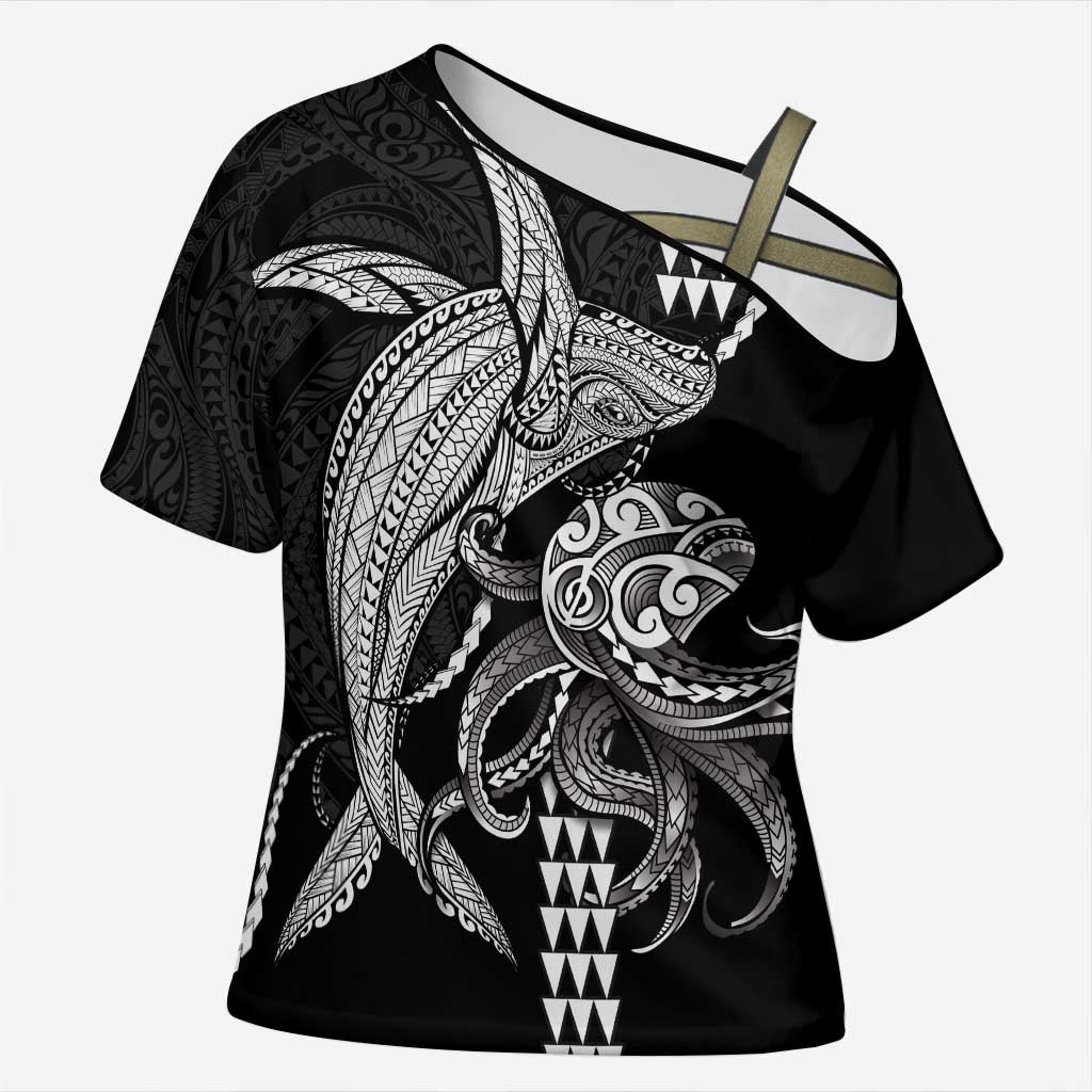 Kanaloa Aloha Hawaii Cross Shoulder Shirt Humpback Whale Octopus Tattoo Kakau Pattern