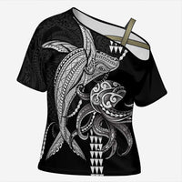 Kanaloa Aloha Hawaii Cross Shoulder Shirt Humpback Whale Octopus Tattoo Kakau Pattern