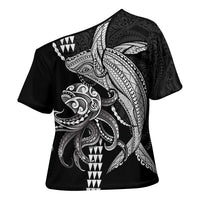 Kanaloa Aloha Hawaii Cross Shoulder Shirt Humpback Whale Octopus Tattoo Kakau Pattern