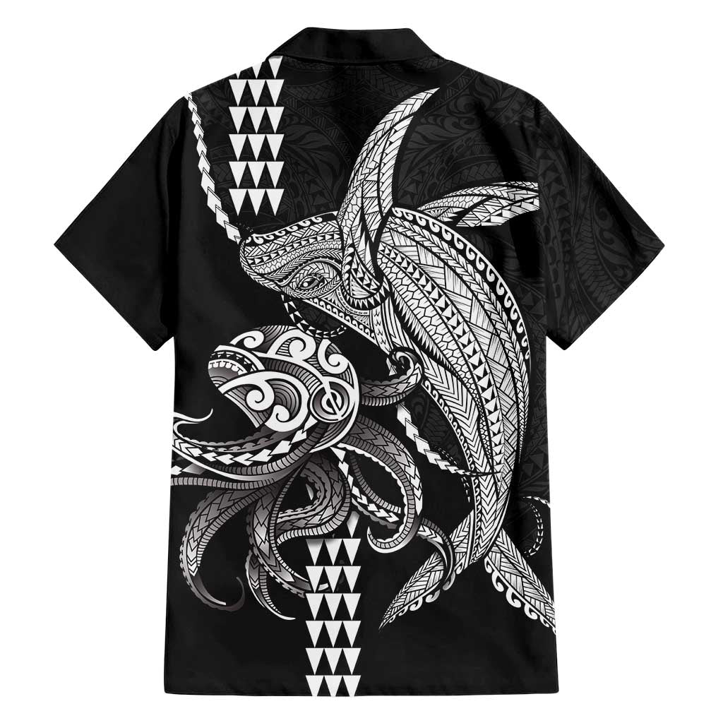 Kanaloa Aloha Hawaii Family Matching Mermaid Dress and Hawaiian Shirt Humpback Whale Octopus Tattoo Kakau Pattern