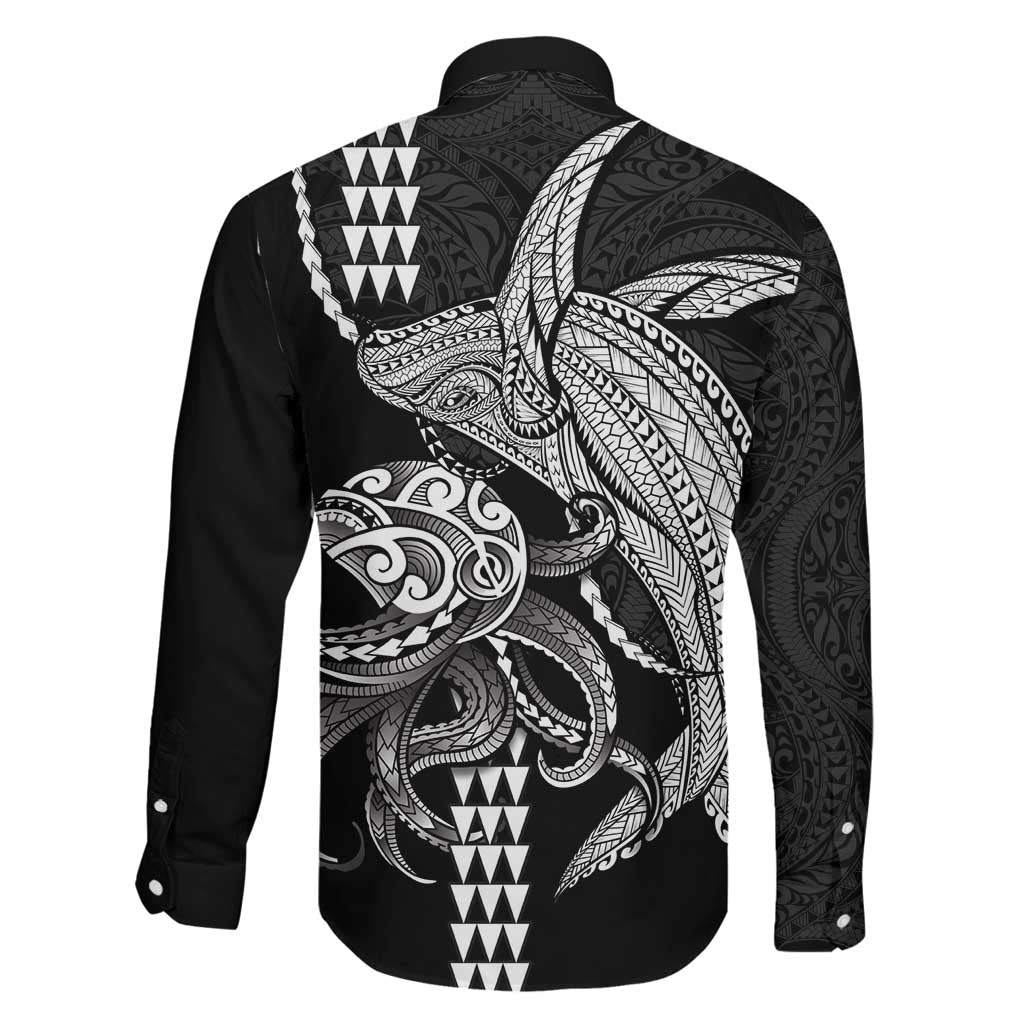 Kanaloa Aloha Hawaii Family Matching Off Shoulder Maxi Dress and Hawaiian Shirt Humpback Whale Octopus Tattoo Kakau Pattern