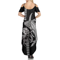 Kanaloa Aloha Hawaii Family Matching Summer Maxi Dress and Hawaiian Shirt Humpback Whale Octopus Tattoo Kakau Pattern