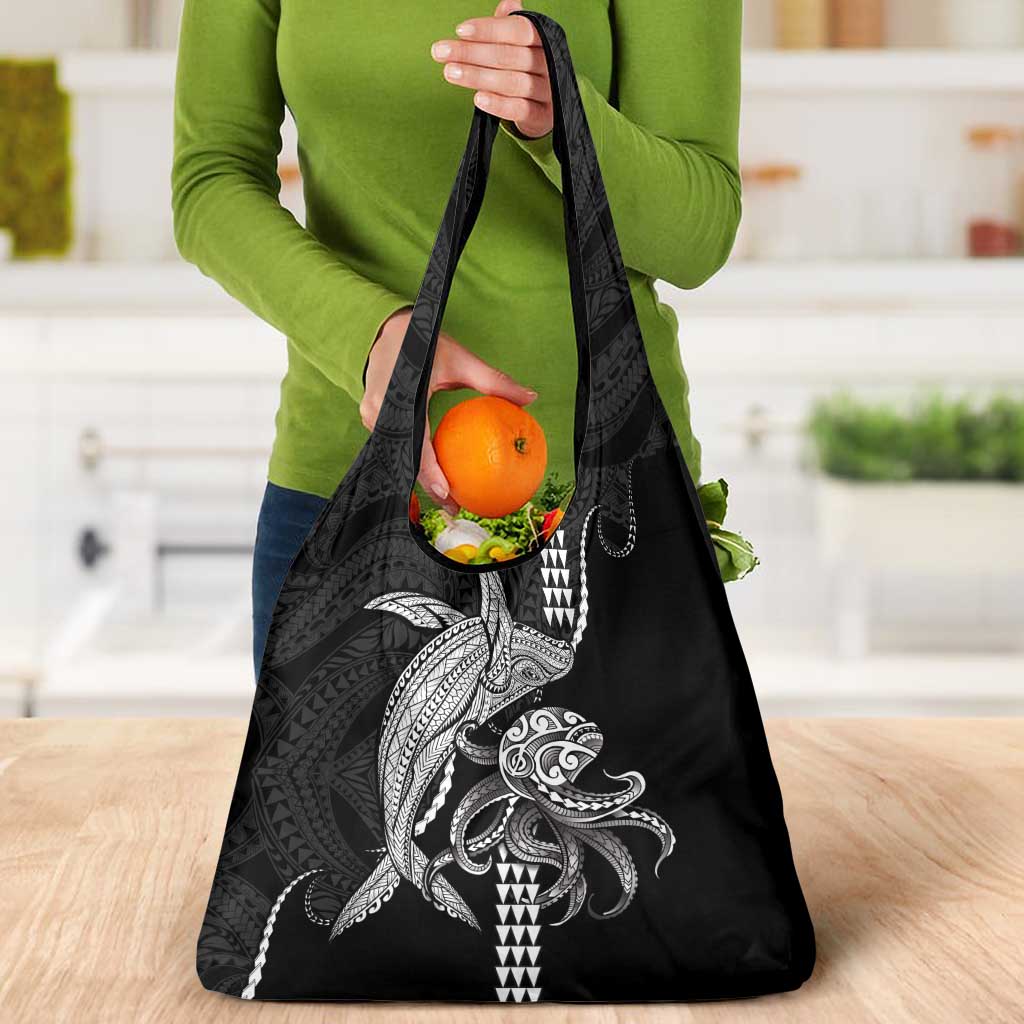 Kanaloa Aloha Hawaii Grocery Bag Humpback Whale Octopus Tattoo Kakau Pattern
