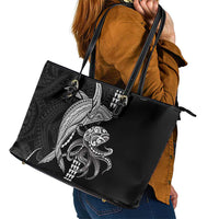 Kanaloa Aloha Hawaii Leather Tote Bag Humpback Whale Octopus Tattoo Kakau Pattern LT14 - Polynesian Pride