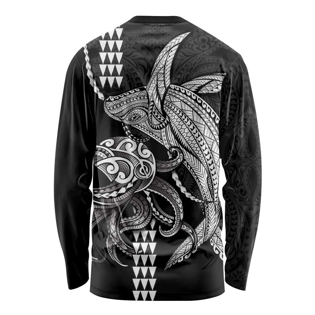 Kanaloa Aloha Hawaii Long Sleeve Shirt Humpback Whale Octopus Tattoo Kakau Pattern LT14 - Polynesian Pride
