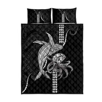 Kanaloa Aloha Hawaii Quilt Bed Set Humpback Whale Octopus Tattoo Kakau Pattern