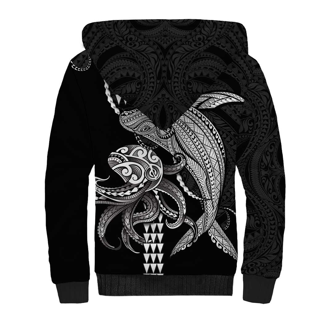 Kanaloa Aloha Hawaii Sherpa Hoodie Humpback Whale Octopus Tattoo Kakau Pattern
