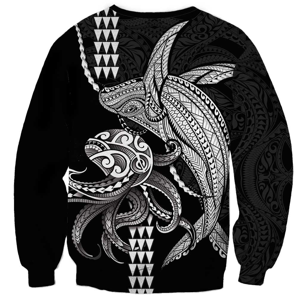 Kanaloa Aloha Hawaii Sweatshirt Humpback Whale Octopus Tattoo Kakau Pattern