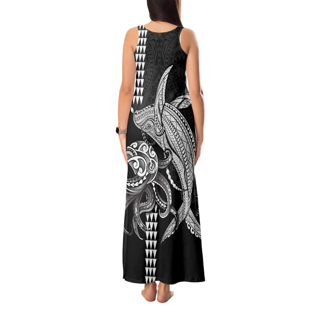 Kanaloa Aloha Hawaii Tank Maxi Dress Humpback Whale Octopus Tattoo Kakau Pattern