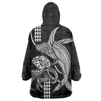 Kanaloa Aloha Hawaii Wearable Blanket Hoodie Humpback Whale Octopus Tattoo Kakau Pattern LT14 - Polynesian Pride