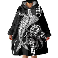 Kanaloa Aloha Hawaii Wearable Blanket Hoodie Humpback Whale Octopus Tattoo Kakau Pattern LT14 - Polynesian Pride