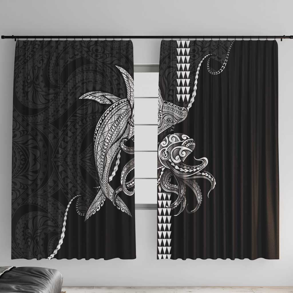 Kanaloa Aloha Hawaii Window Curtain Humpback Whale Octopus Tattoo Kakau Pattern