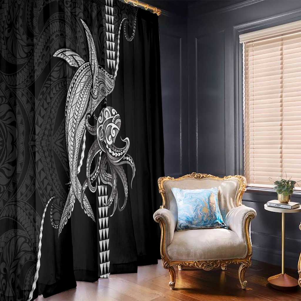 Kanaloa Aloha Hawaii Window Curtain Humpback Whale Octopus Tattoo Kakau Pattern