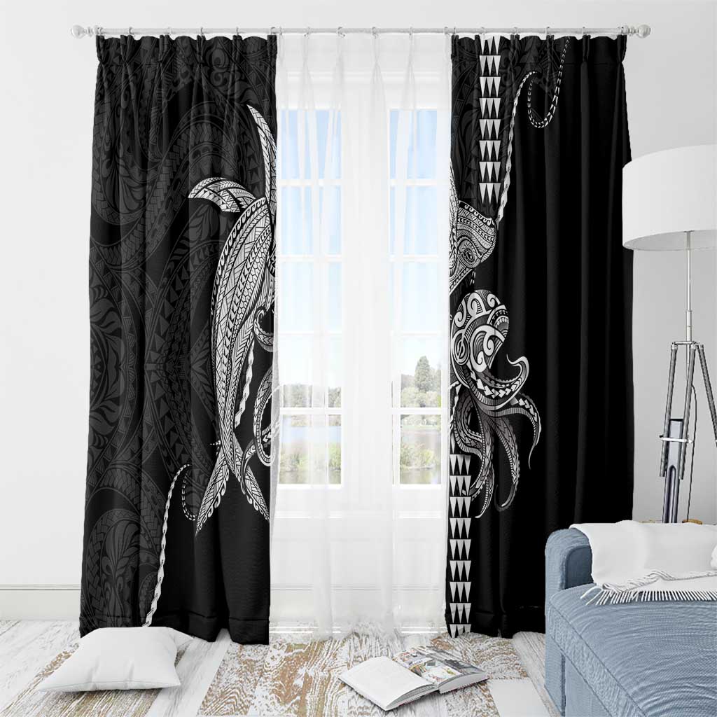 Kanaloa Aloha Hawaii Window Curtain Humpback Whale Octopus Tattoo Kakau Pattern
