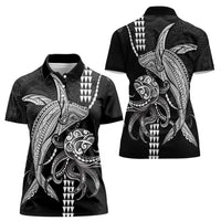 Kanaloa Aloha Hawaii Women Polo Shirt Humpback Whale Octopus Tattoo Kakau Pattern LT14 - Polynesian Pride