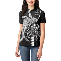 Kanaloa Aloha Hawaii Women Polo Shirt Humpback Whale Octopus Tattoo Kakau Pattern LT14 - Polynesian Pride
