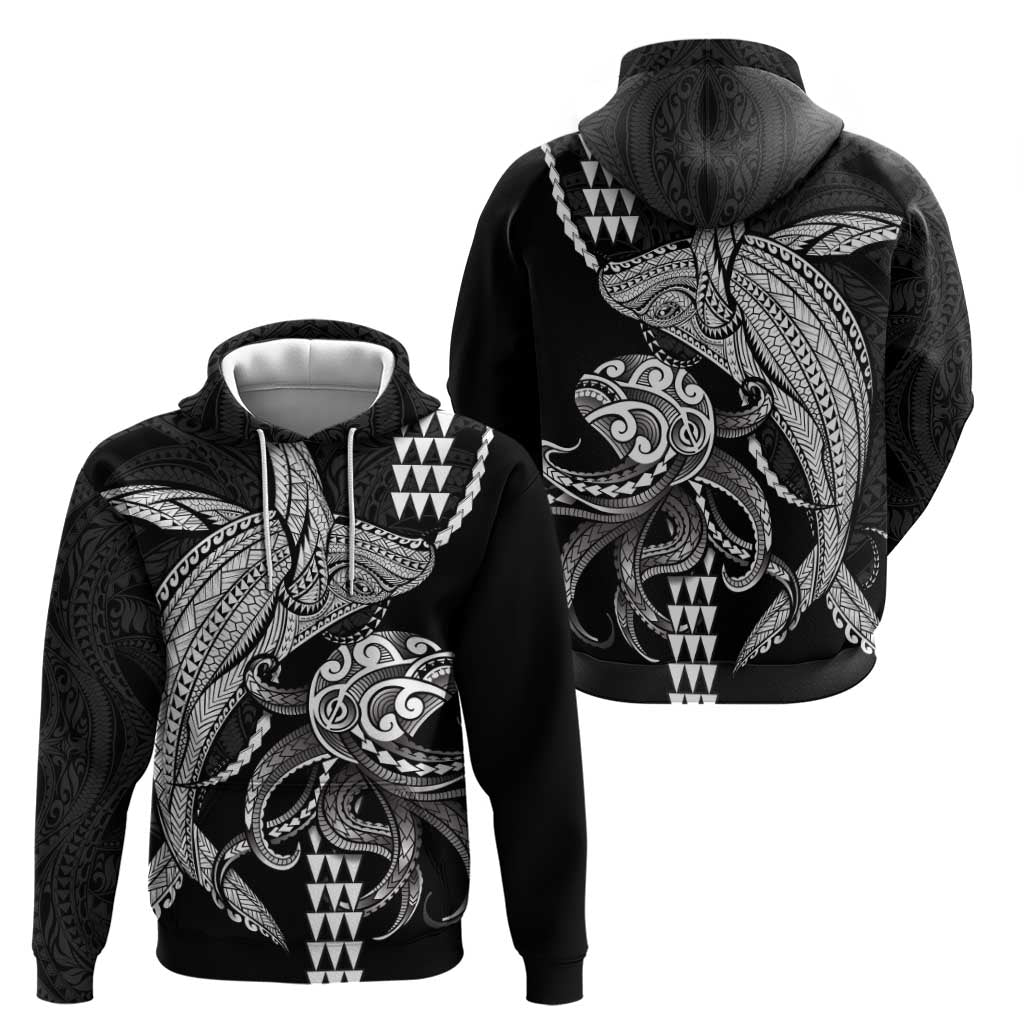 Kanaloa Aloha Hawaii Zip Hoodie Humpback Whale Octopus Tattoo Kakau Pattern