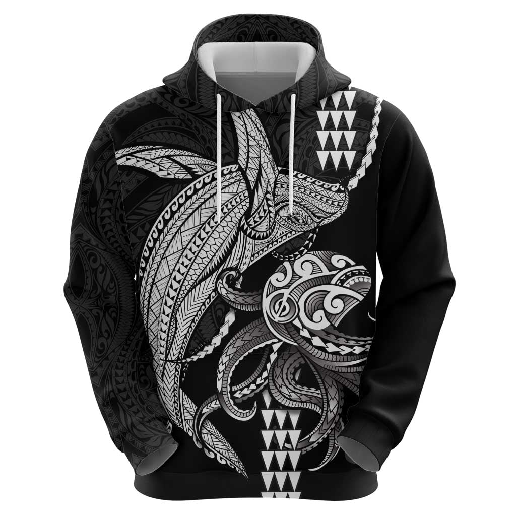 Kanaloa Aloha Hawaii Zip Hoodie Humpback Whale Octopus Tattoo Kakau Pattern