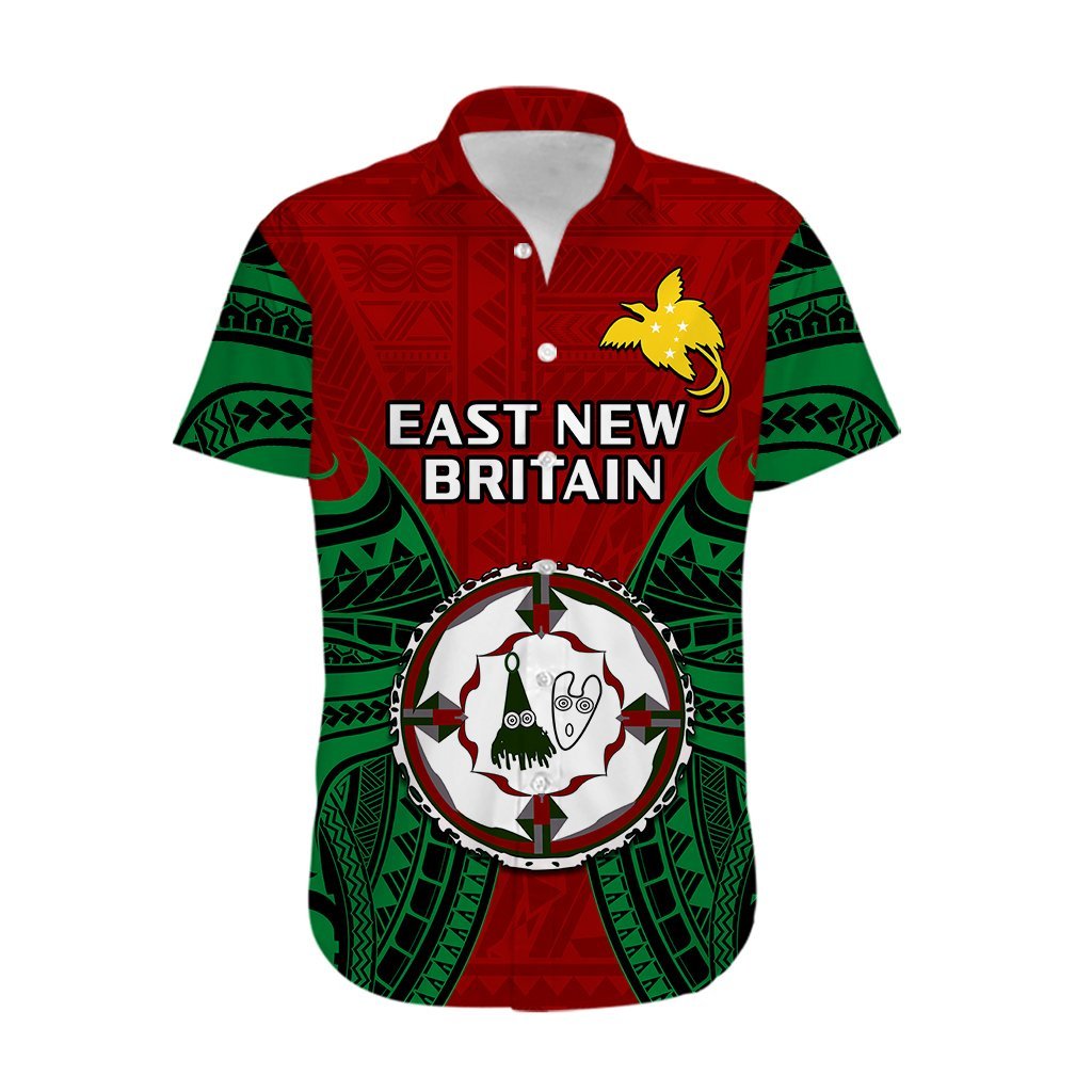 (Custom Personalised) Papua New Guinea Hawaiian Shirt East New Britain Province Mix Coat Of Arms Polynesian Art LT14 - Polynesian Pride