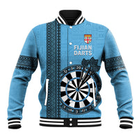 Personalised Fiji Darts Baseball Jacket Fijian Tapa Pattern - Blue