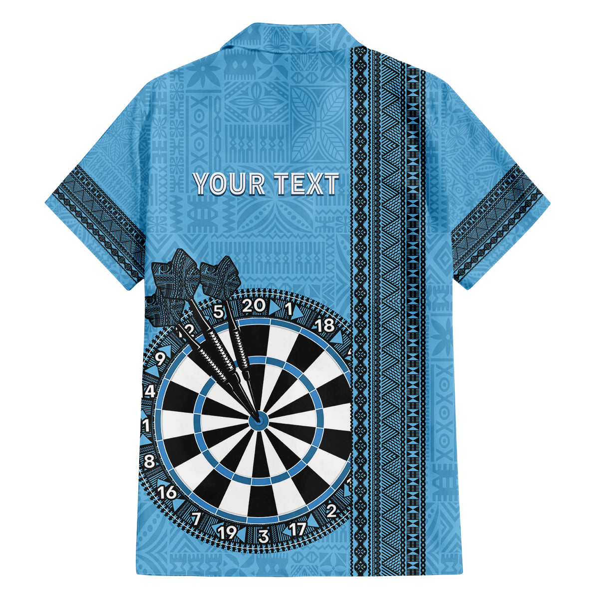 Personalised Fiji Darts Family Matching Tank Maxi Dress and Hawaiian Shirt Fijian Tapa Pattern - Blue