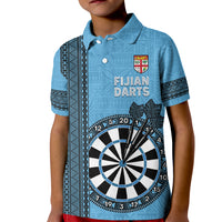 Personalised Fiji Darts Kid Polo Shirt Fijian Tapa Pattern - Blue
