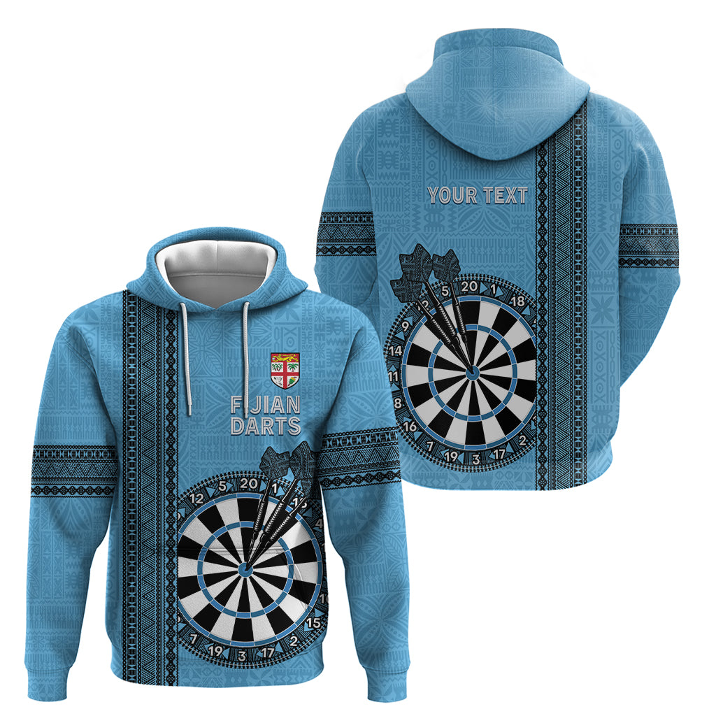 Personalised Fiji Darts Zip Hoodie Fijian Tapa Pattern - Blue