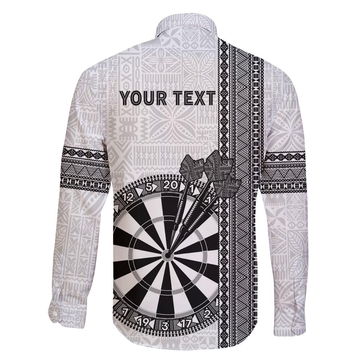 Personalised Fiji Darts Family Matching Puletasi and Hawaiian Shirt Fijian Tapa Pattern - White