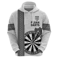 Personalised Fiji Darts Hoodie Fijian Tapa Pattern - White