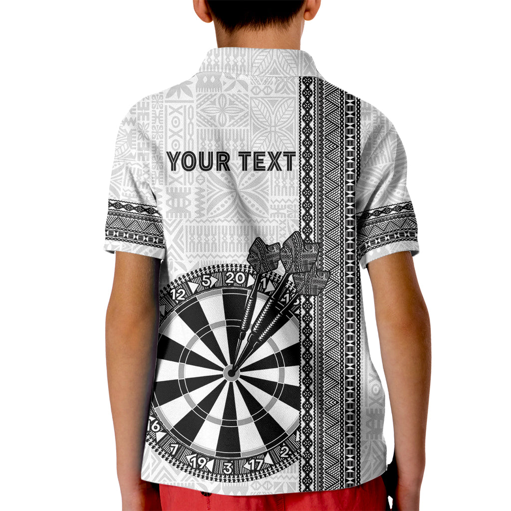 Personalised Fiji Darts Kid Polo Shirt Fijian Tapa Pattern - White