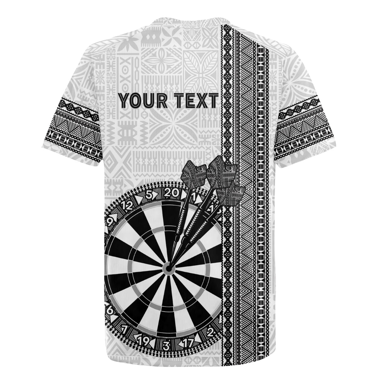 Personalised Fiji Darts Rugby Jersey Fijian Tapa Pattern - White