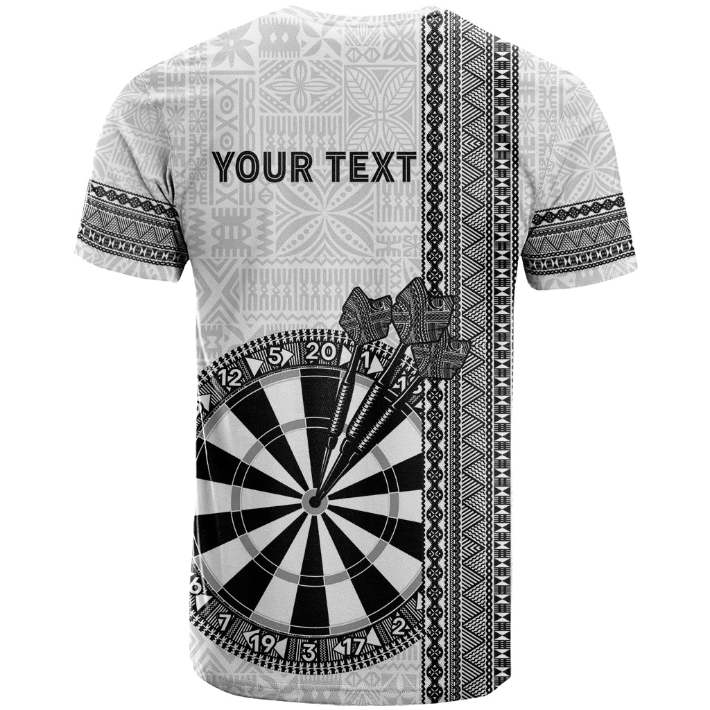 Personalised Fiji Darts T Shirt Fijian Tapa Pattern - White