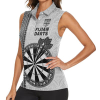 Personalised Fiji Darts Women Sleeveless Polo Shirt Fijian Tapa Pattern - White