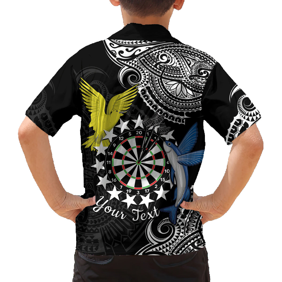 Personalised Cook Islands Darts Family Matching Off Shoulder Short Dress and Hawaiian Shirt Kuki Airani Tribal Pattern
