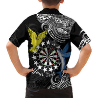 Personalised Cook Islands Darts Family Matching Short Sleeve Bodycon Dress and Hawaiian Shirt Kuki Airani Tribal Pattern
