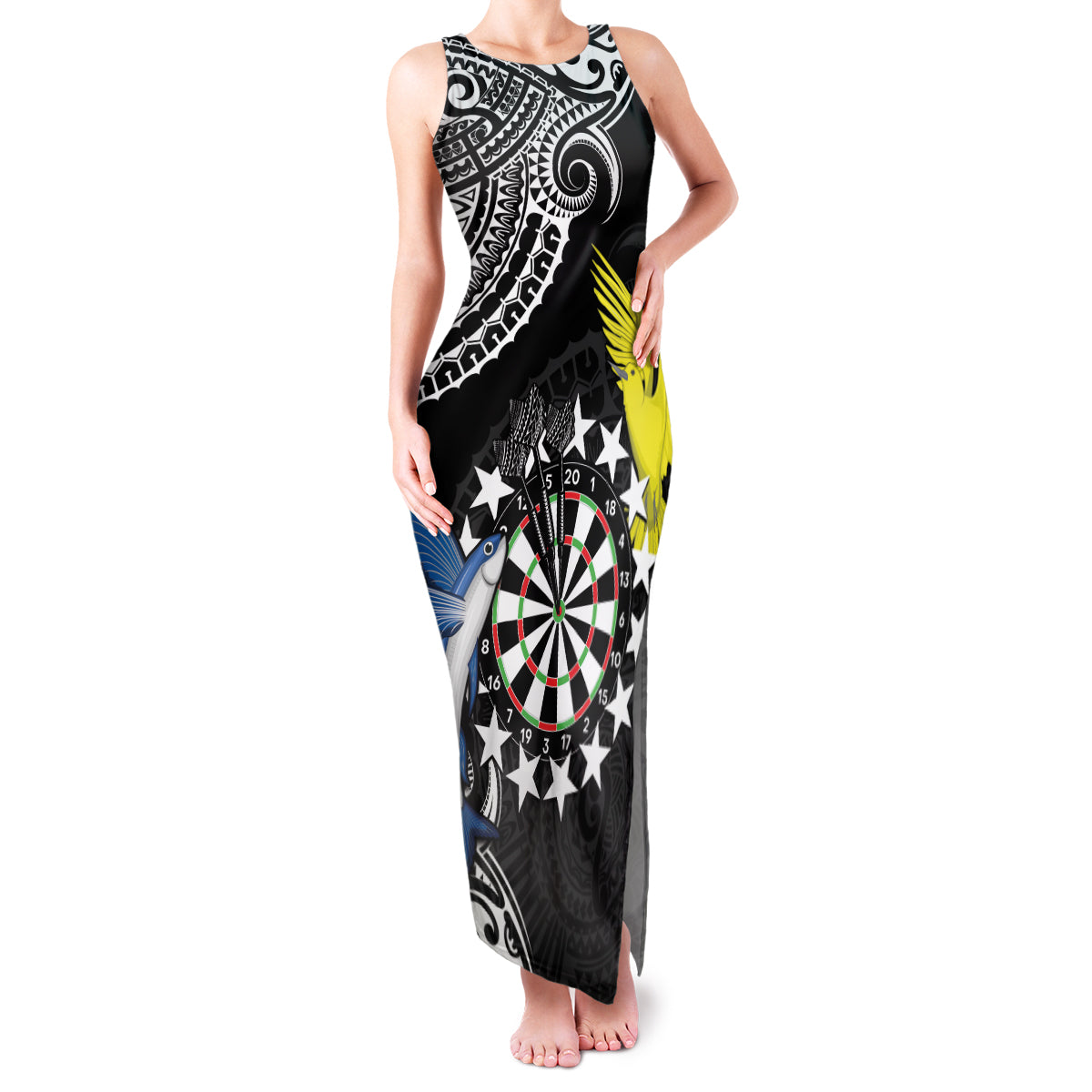 Personalised Cook Islands Darts Family Matching Tank Maxi Dress and Hawaiian Shirt Kuki Airani Tribal Pattern
