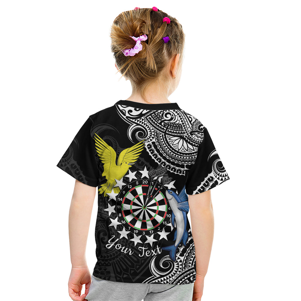 Personalised Cook Islands Darts Kid T Shirt Kuki Airani Tribal Pattern