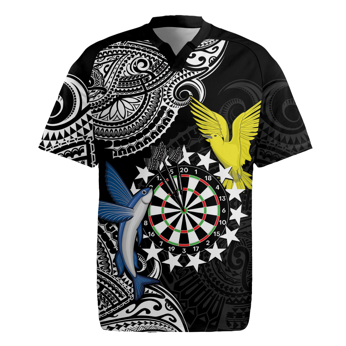 Personalised Cook Islands Darts Rugby Jersey Kuki Airani Tribal Pattern