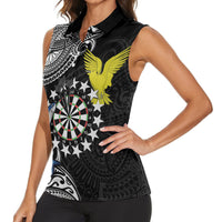 Personalised Cook Islands Darts Women Sleeveless Polo Shirt Kuki Airani Tribal Pattern