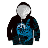 Aloha Hawaii Darts Kid Hoodie Dart Board With Polynesian Shark - Blue LT14 Hoodie Blue - Polynesian Pride