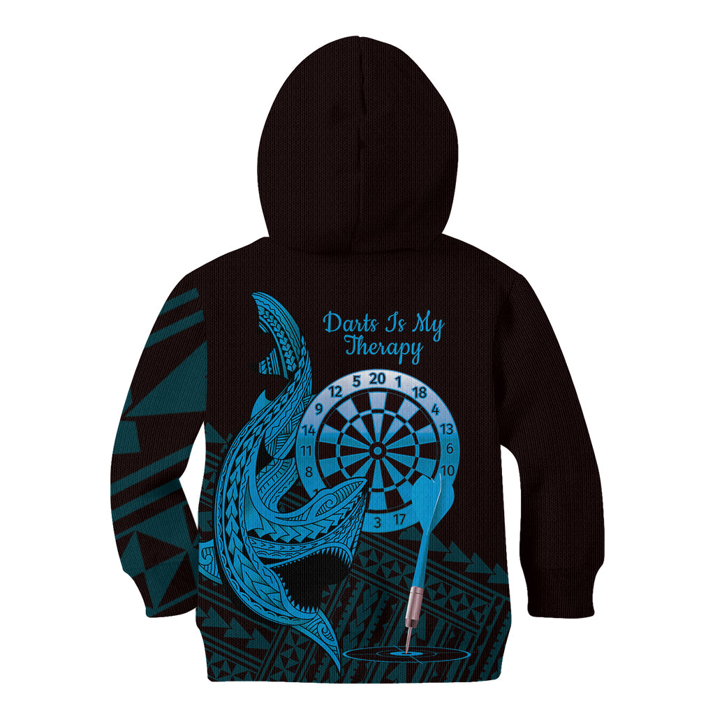 Aloha Hawaii Darts Kid Hoodie Dart Board With Polynesian Shark - Blue LT14 - Polynesian Pride