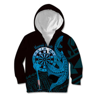 Aloha Hawaii Darts Kid Hoodie Dart Board With Polynesian Shark - Blue LT14 Zip Hoodie Blue - Polynesian Pride