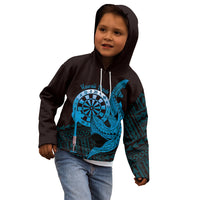 Aloha Hawaii Darts Kid Hoodie Dart Board With Polynesian Shark - Blue LT14 - Polynesian Pride