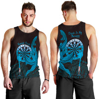 Aloha Hawaii Darts Men Tank Top Dart Board With Polynesian Shark - Blue