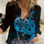 Aloha Hawaii Darts Women Casual Shirt Dart Board With Polynesian Shark - Blue