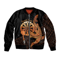 Aloha Hawaii Darts Bomber Jacket Dart Board With Polynesian Shark - Gold