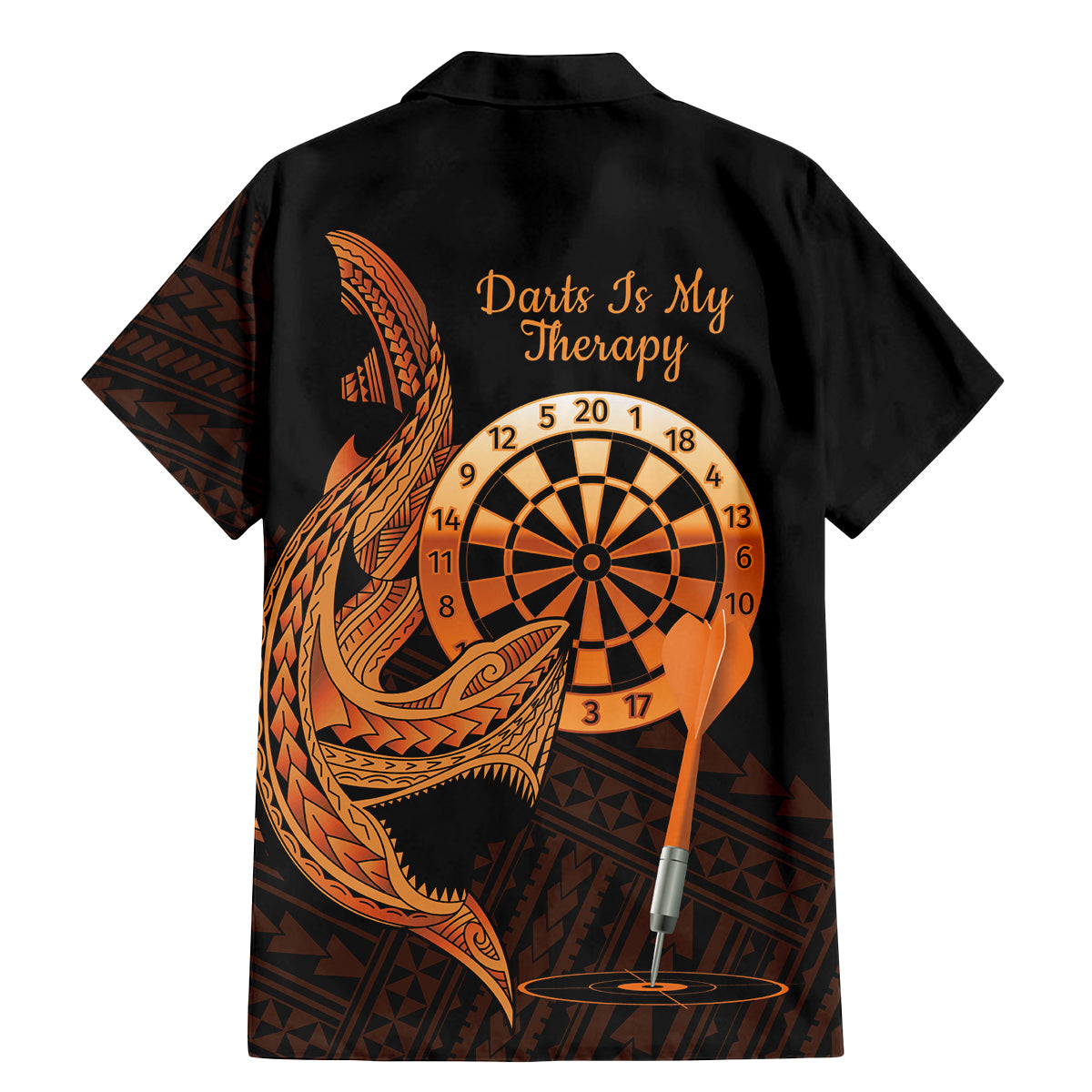 Aloha Hawaii Darts Family Matching Mermaid Dress and Hawaiian Shirt Dart Board With Polynesian Shark - Gold
