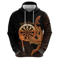 Aloha Hawaii Darts Zip Hoodie Dart Board With Polynesian Shark - Gold