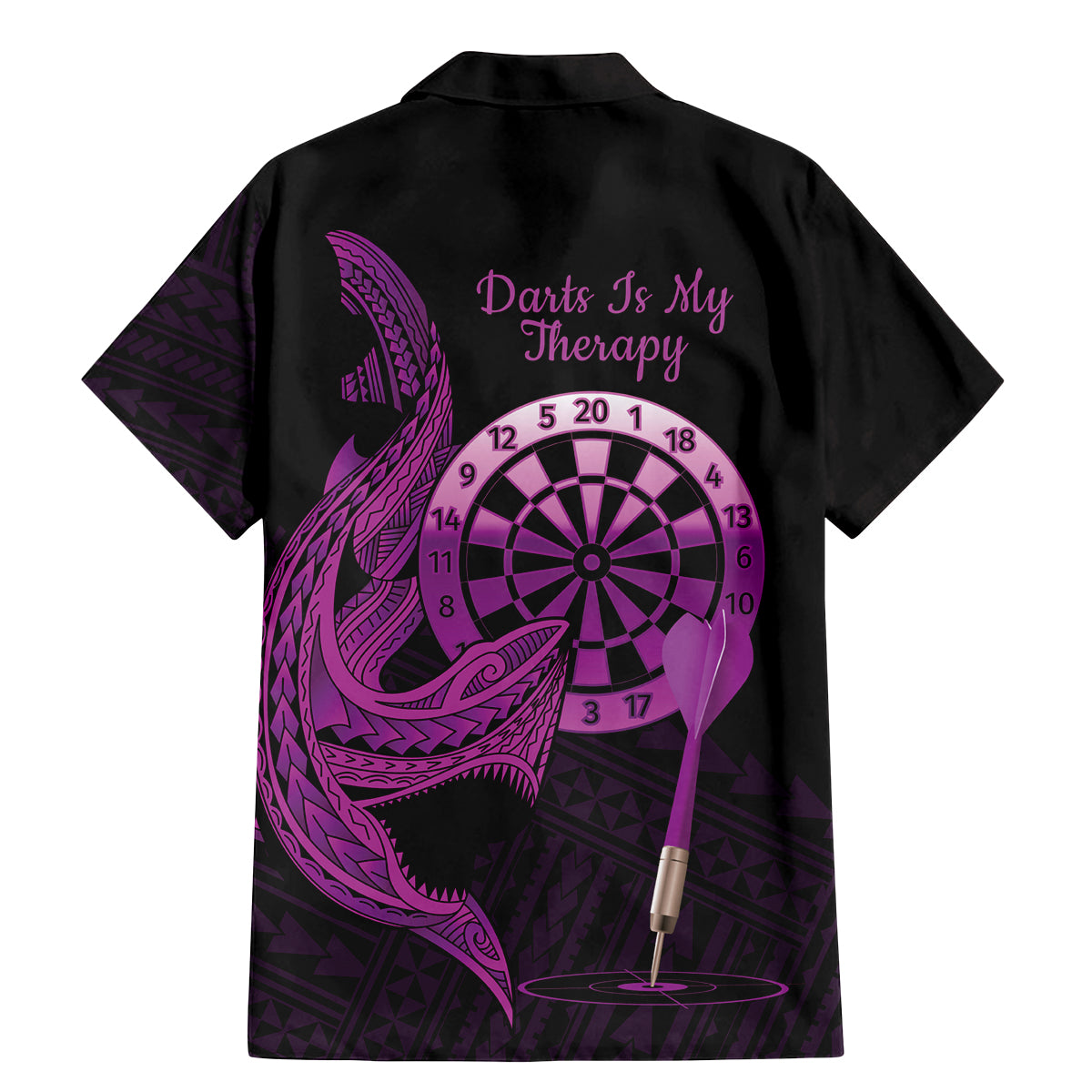 Aloha Hawaii Darts Family Matching Mermaid Dress and Hawaiian Shirt Dart Board With Polynesian Shark - Purple