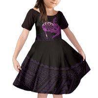 Aloha Hawaii Darts Family Matching Tank Maxi Dress and Hawaiian Shirt Dart Board With Polynesian Shark - Purple LT14 Daughter's Dress Purple - Polynesian Pride